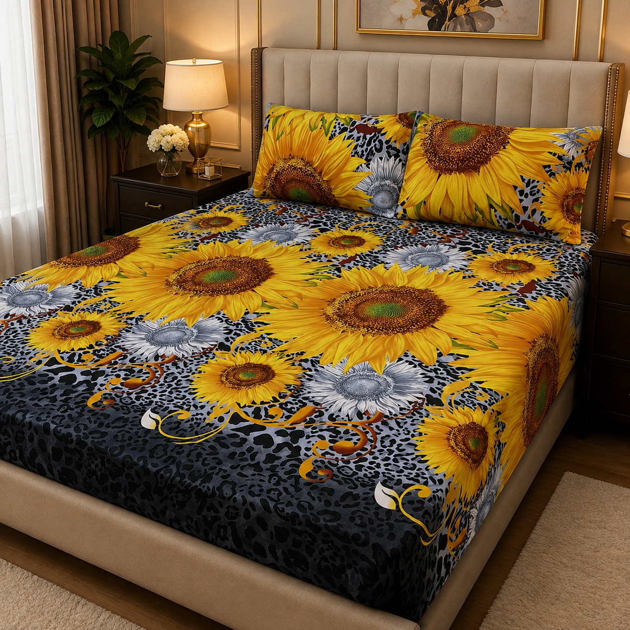 3D Crystal Cotton 3-piece Bedsheet Set AY0010018
