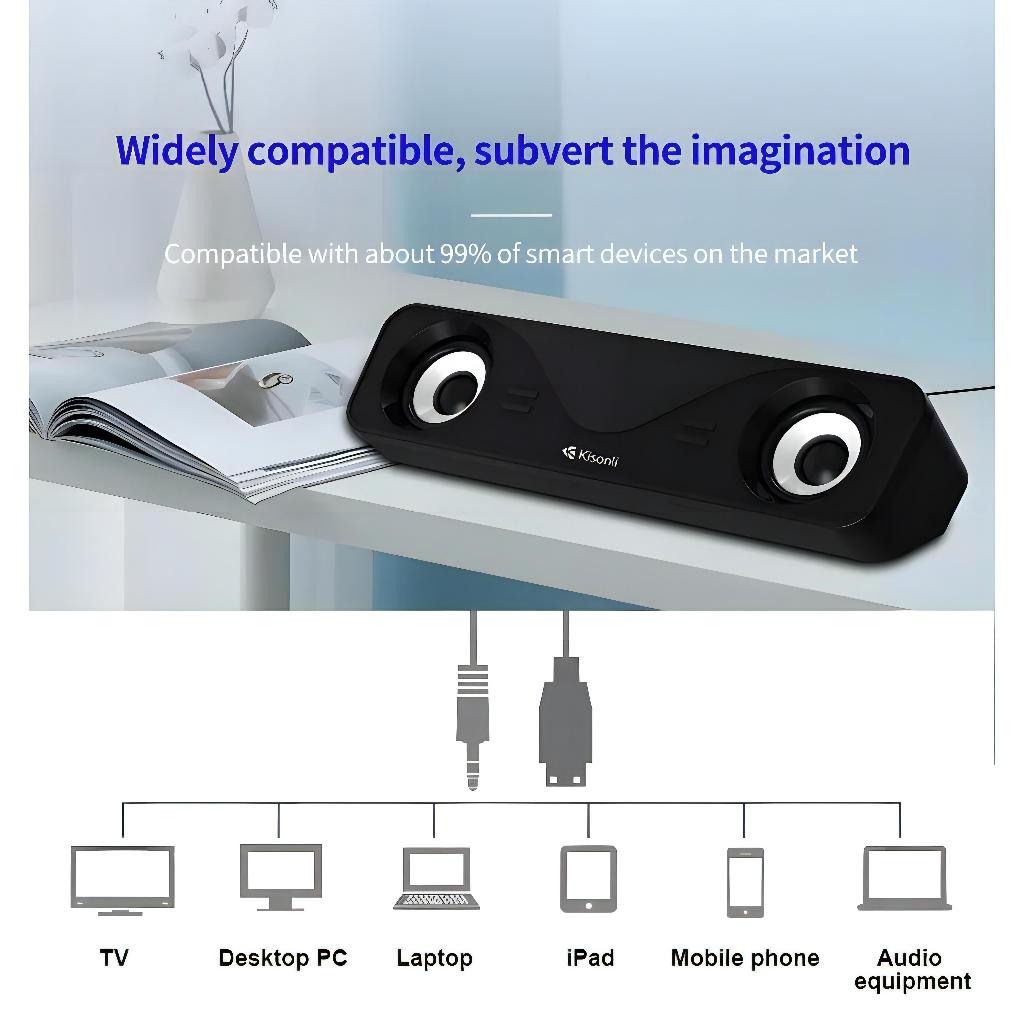 Kisonli I-610 USB Home Theater Soundbar Speaker - Audio Device Designed For Sound Playback And Daily Listening Routine