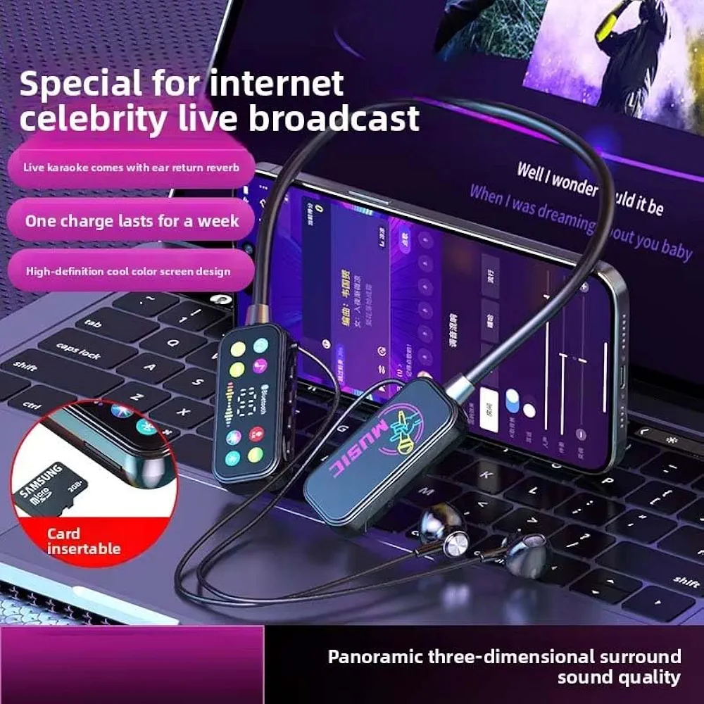 Mf Model YG17 Wireless Neckband Earphones With LED Display - Audio Device Designed For Sound Playback And Daily Listening Routine thumbnail 4