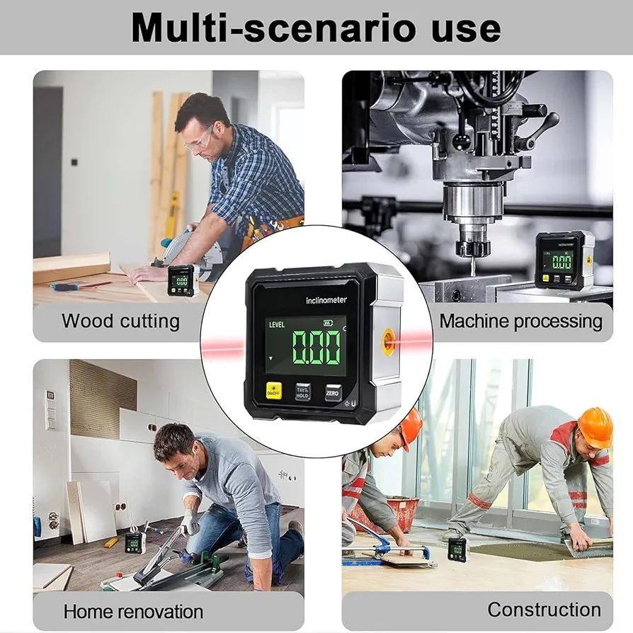 Digital Inclinometer Double Sided Laser Beam And Magnetic Base - Measurement Tool Designed For Angle Detection And Daily Measurement Routine thumbnail 5