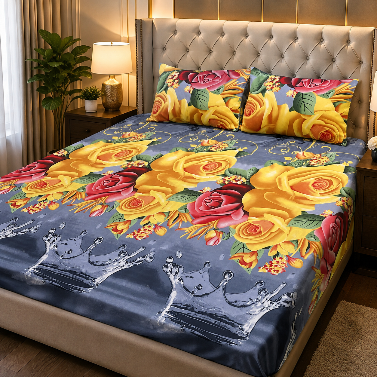 3D Crystal Cotton 3-piece Bedsheet Set AY0010015