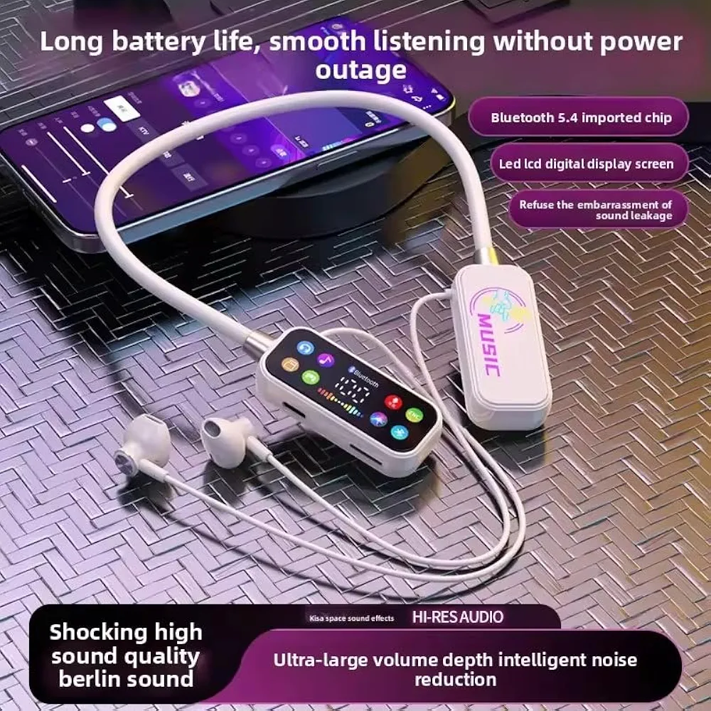 Mf Model YG17 Wireless Neckband Earphones With LED Display - Audio Device Designed For Sound Playback And Daily Listening Routine thumbnail 5