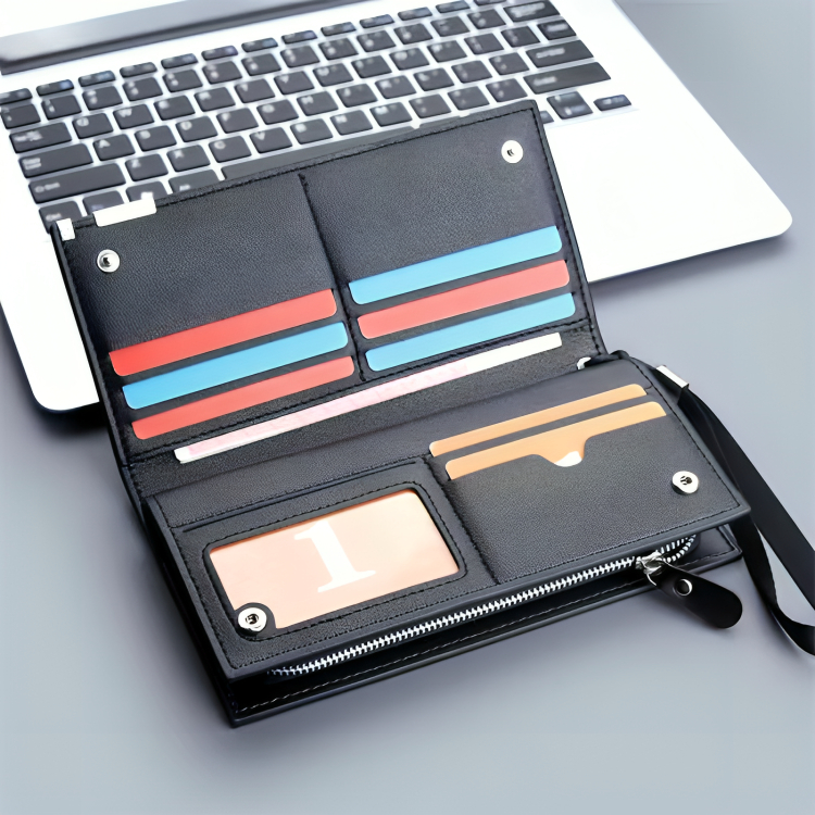 Baellerry Long Wallet for Men & Women – Premium Leather Finish, 12 Card Slots, Zipper Pocket, Large Capacity Stylish Purse thumbnail 4