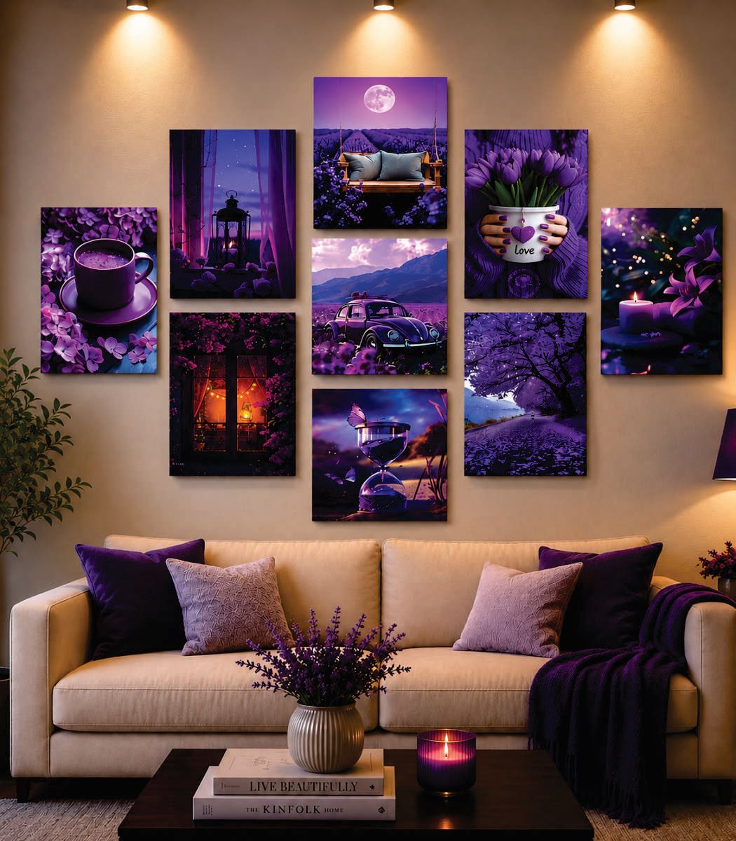 Set of 9 Premium Wall Art Photo Tiles – Modern Home Decor Sets 8x11