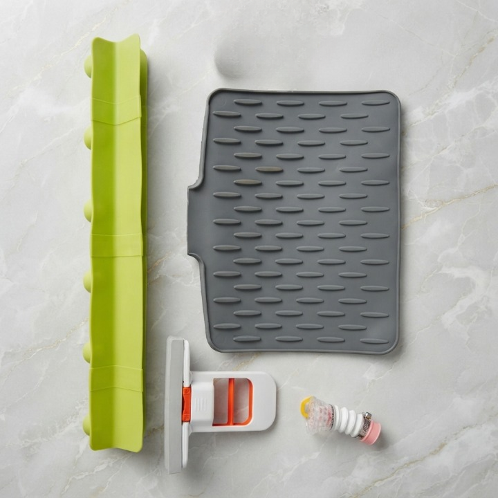 Pack Of 4 Kitchen And Cleaning Combo Deal Sink Mat Splash Guard Mini Mop Faucet Shower Extension Practical Household Set thumbnail 2