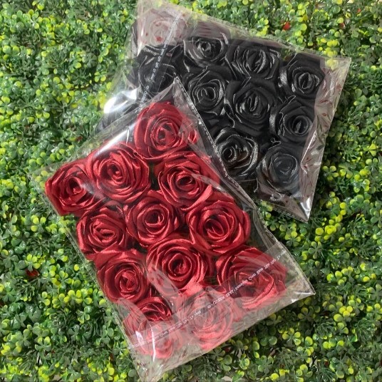 Handmade Ribbon Roses Made From High-Quality 1-Inch Ribbon 2.1-Inch Width For Decoration Gift Wrapping And Craft Projects Pack Of 12 thumbnail 4