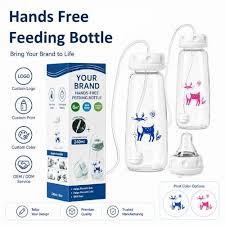Handsfree Baby Feeding Bottle 240ml with Silicone Tube, Straw Brush & Nipple | BPA-Free Handsfree Feeder | Random Color thumbnail 2