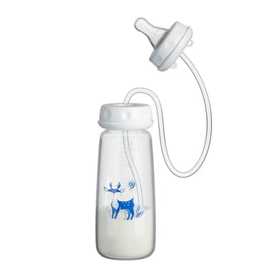 Handsfree Baby Feeding Bottle 240ml with Silicone Tube, Straw Brush & Nipple | BPA-Free Handsfree Feeder | Random Color thumbnail 3