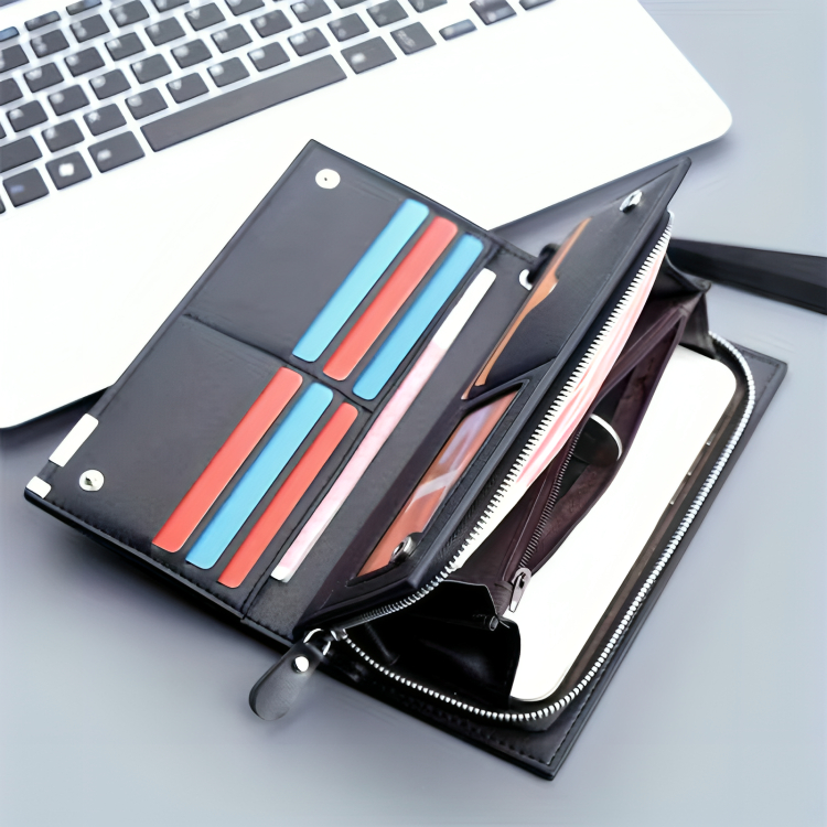Baellerry Long Wallet for Men & Women – Premium Leather Finish, 12 Card Slots, Zipper Pocket, Large Capacity Stylish Purse thumbnail 3