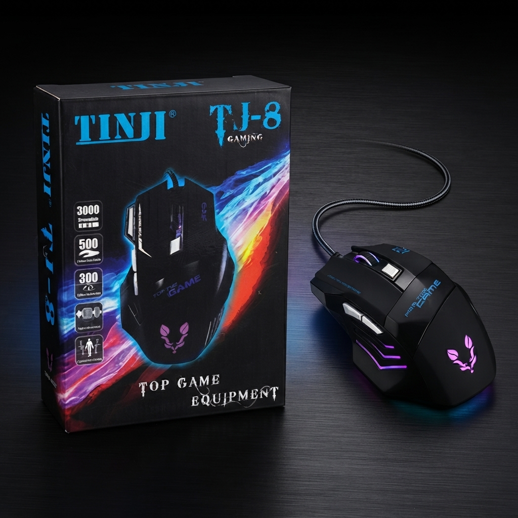 Original TINJI TJ 8 Wired RGB Gaming Mouse Ergonomic Design Smooth Tracking Durable Build Bright RGB Lighting For Gamers thumbnail 2