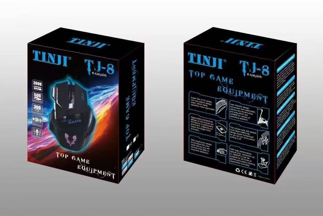 Original TINJI TJ 8 Wired RGB Gaming Mouse Ergonomic Design Smooth Tracking Durable Build Bright RGB Lighting For Gamers thumbnail 4