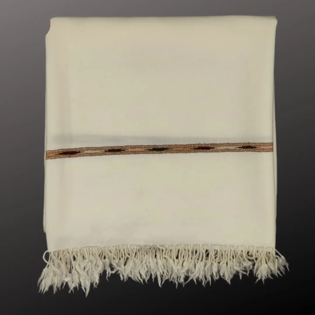 Premium Men's Shawl And Chitrali Cap White Colour Set - Apparel Accessory Designed For Traditional Styling And Daily Wardrobe Routine view 2