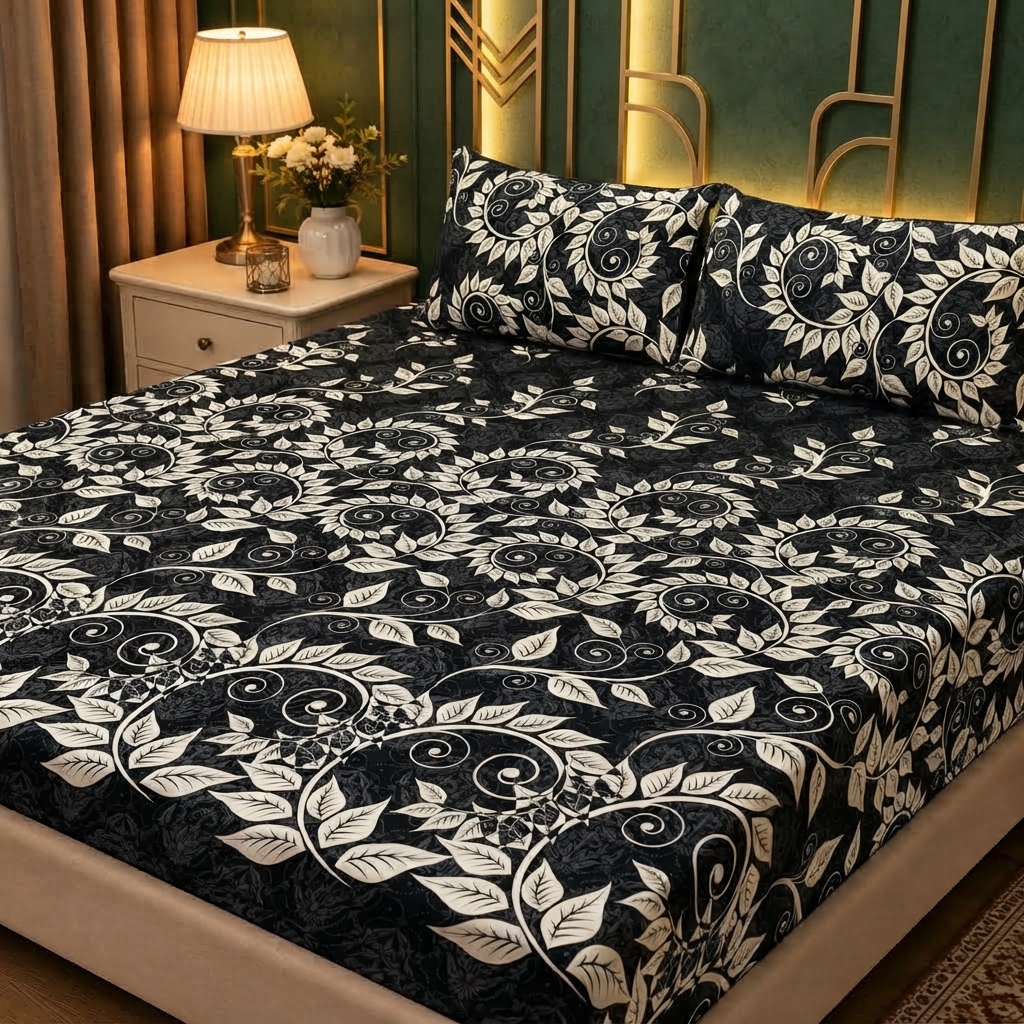 3D Crystal Cotton 3 Piece Bedsheet Set - Home Textile Product (AY0010023) view 2