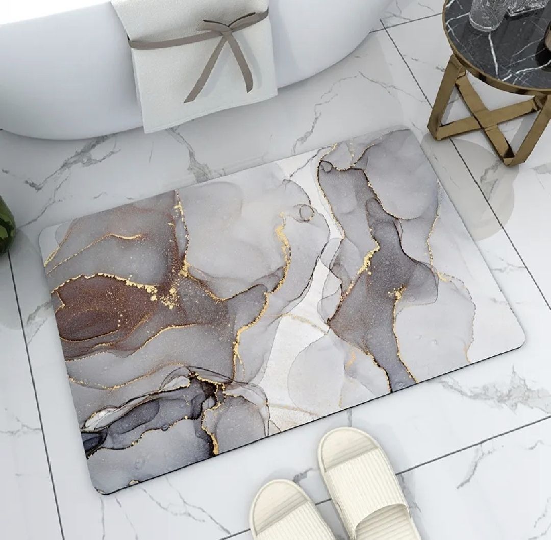 Modern Abstract Marble Design Bathroom Floor Mat (Mix Design Size 39cm x 59cm) view 2
