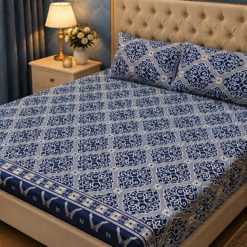 3D Crystal Cotton 3 Piece Bedsheet Set - Home Textile Product Designed (AY0010025) view 2