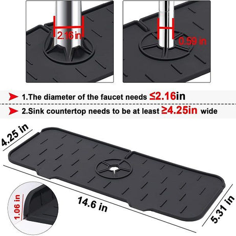 Silicone Kitchen Faucet Splash Guard Sink Mat - Kitchen Accessory Designed For Water Protection And Daily Sink Maintenance Routine thumbnail 2