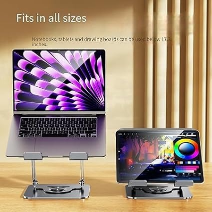 Adjustable Laptop Stand, Aluminum Foldable Laptop Stand with 360° Rotation, Height Adjustable, Portable and Convenient SG-19 view 2
