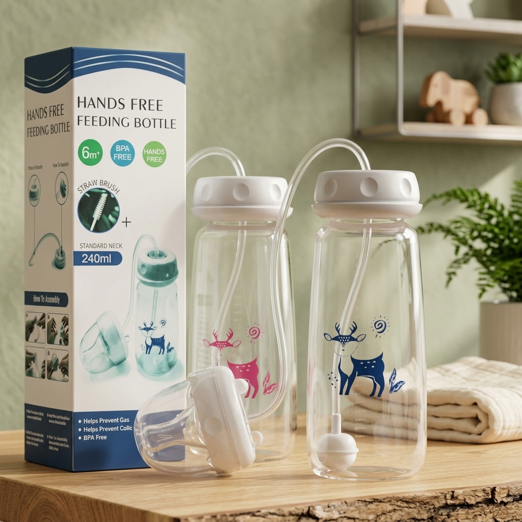 Hands-Free Baby Feeding Bottle 240ml - Buy Online in Pakistan at Zenbu Store