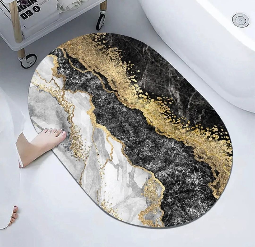 Modern Abstract Marble Design Bathroom Floor Mat (39cm x 59cm) - Random Design