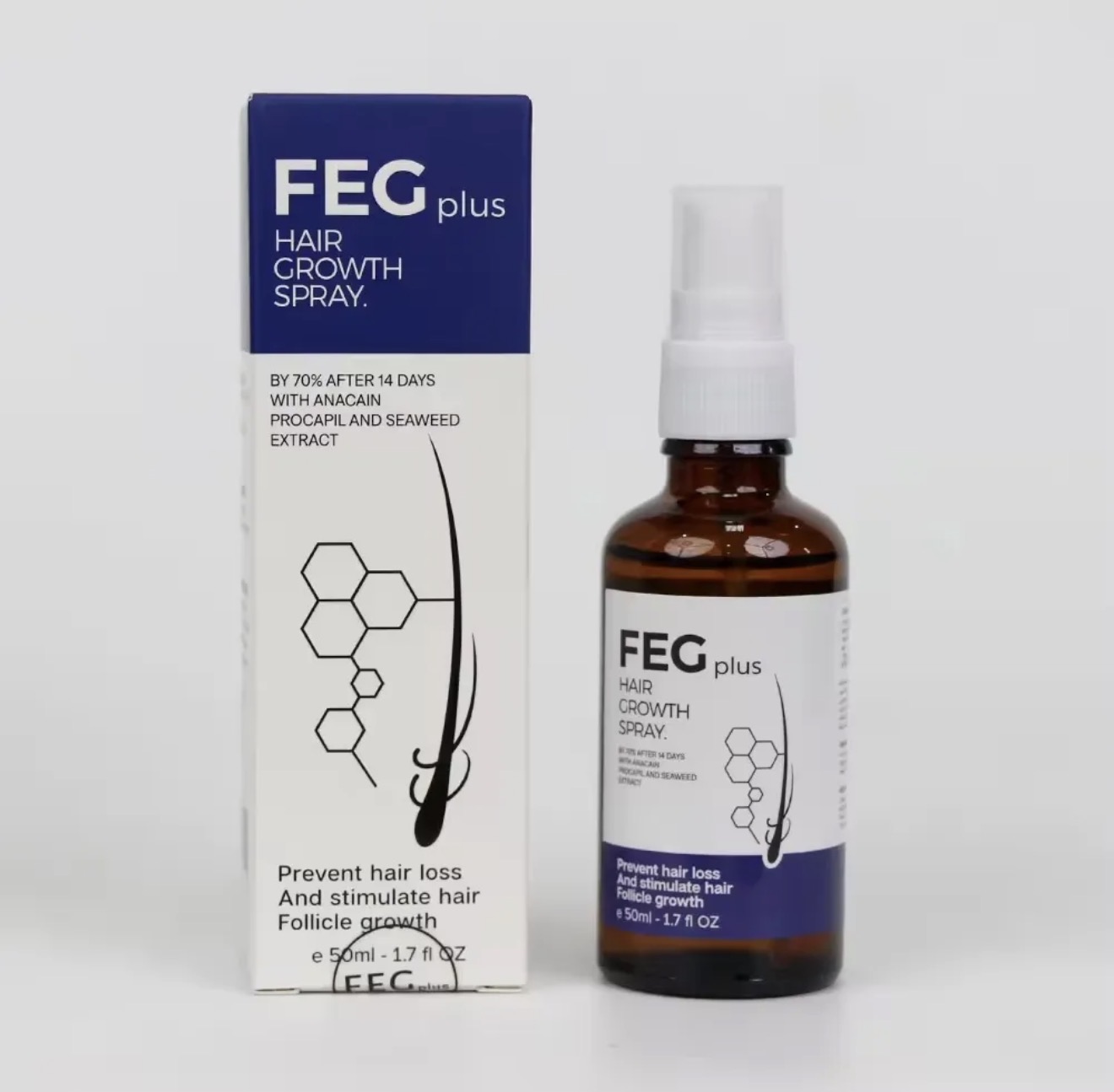 FEG PLUS Hair & Beard Growth Serum Spray 50ml | Seaweed Extract, Rosemary, Redensyl, Anagain & Minoxidil | Anti Hair Loss, Regrowth Treatment view 3