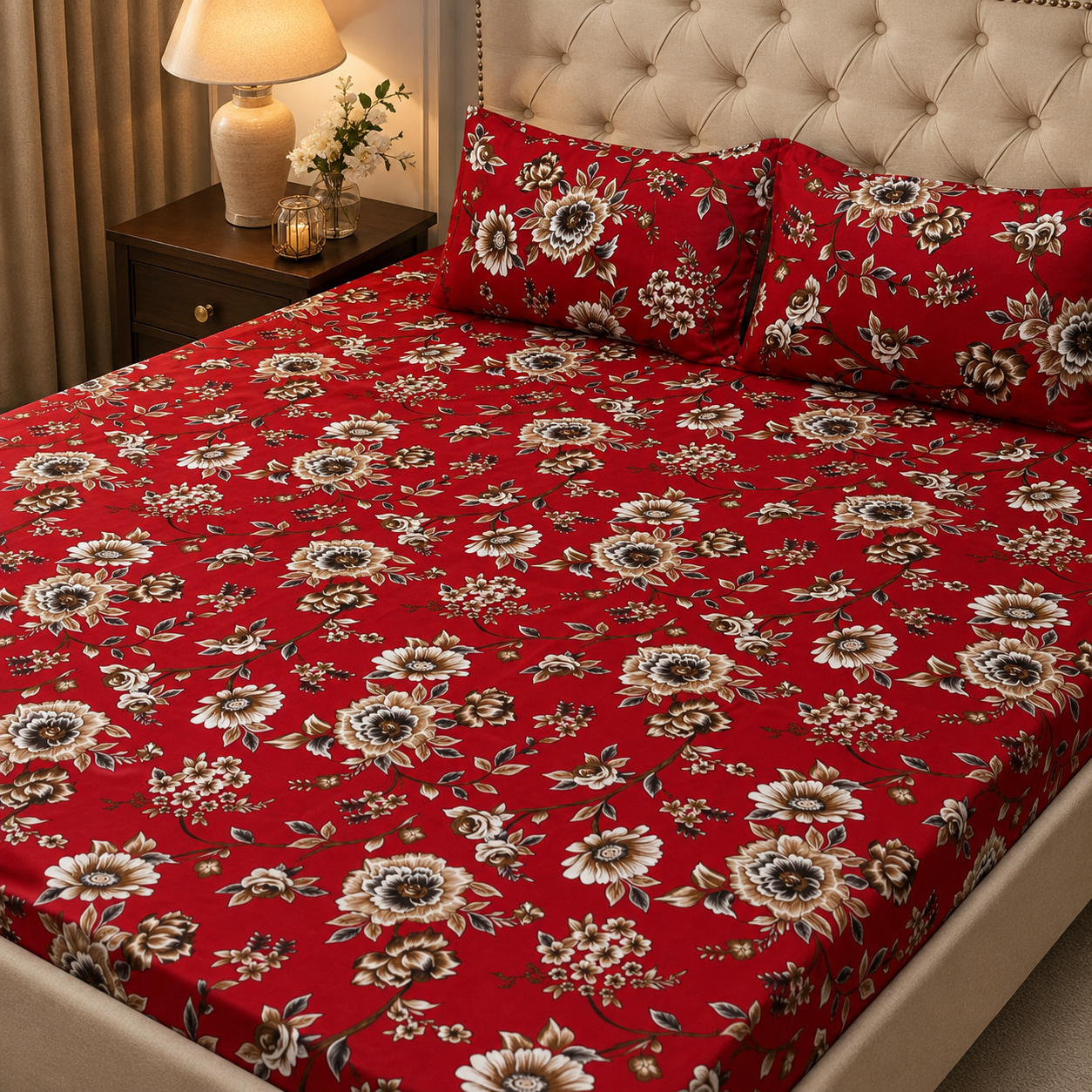 3D Crystal Cotton 3-Piece Bedsheet Set – Premium Ultra-Soft Bedding with 2 Matching Pillowcases (AY0010020) view 2