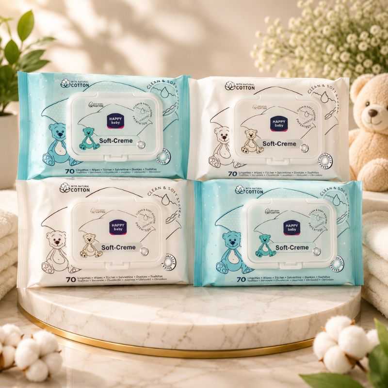 Soft-Creme Baby Wipes Pack of 10 -| 80 Wipes Each Pack | 100% Cotton | Alcohol Free | Best Quality with light Fragrance view 3