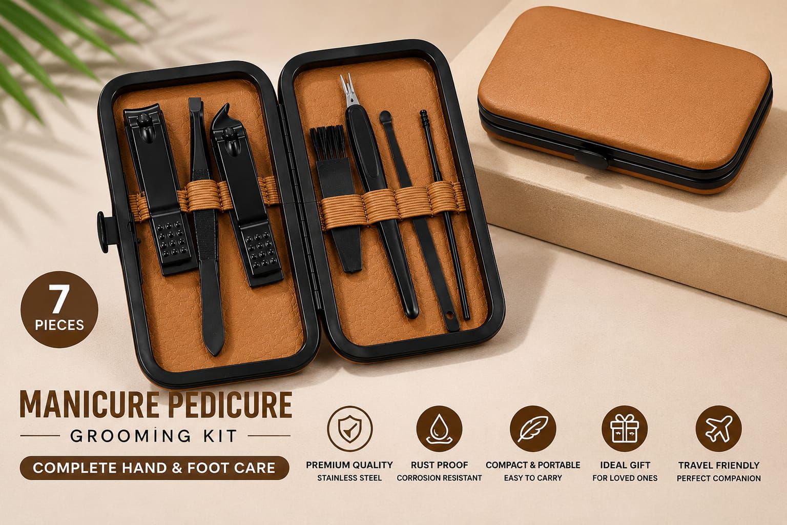 7-Piece Manicure & Pedicure Nail Care Grooming Kit - Premium Quality view 2