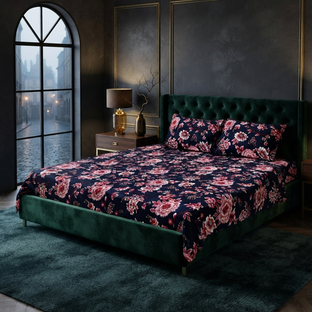 3D Crystal Cotton 3 Piece Bedsheet Set Premium Fabric Lifetime Guarantee Includes Bedsheet And Pipping Pillow Covers AY0010021 view 2
