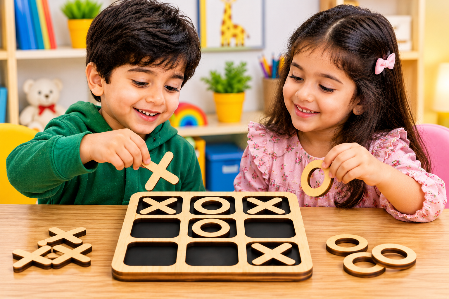 Wooden Tic Tac Toe Game - Educational Toy - Toys For kids and adults view 4