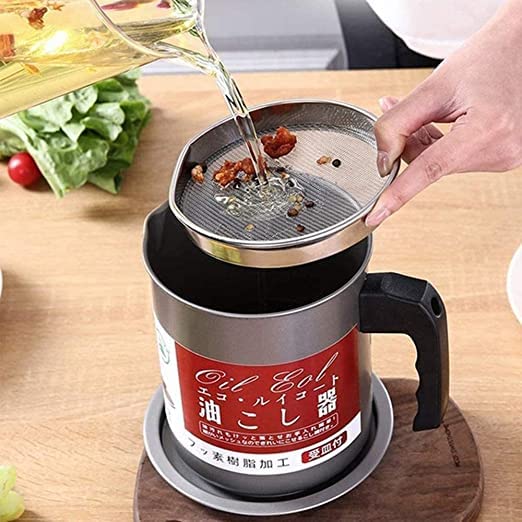 Kitchen Oil Filter Pot 1.4 Liter - Kitchen Accessory Designed For Oil Filtration And Daily Cooking Maintenance Routine view 3