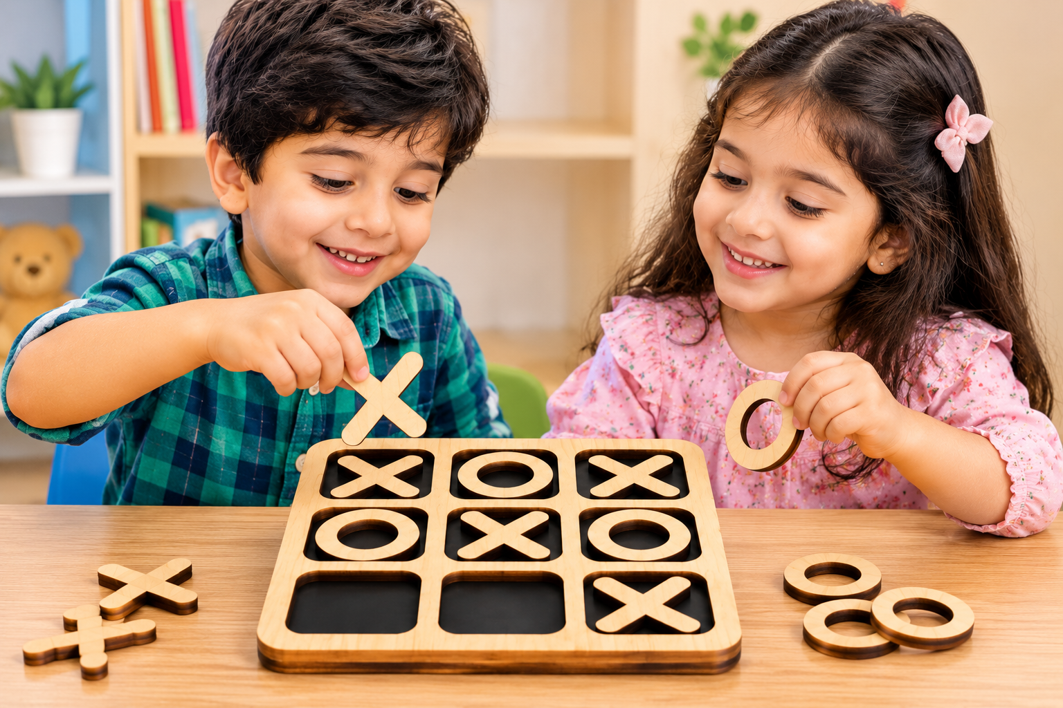 Wooden Tic Tac Toe Game - Educational Toy - Toys For kids and adults view 3