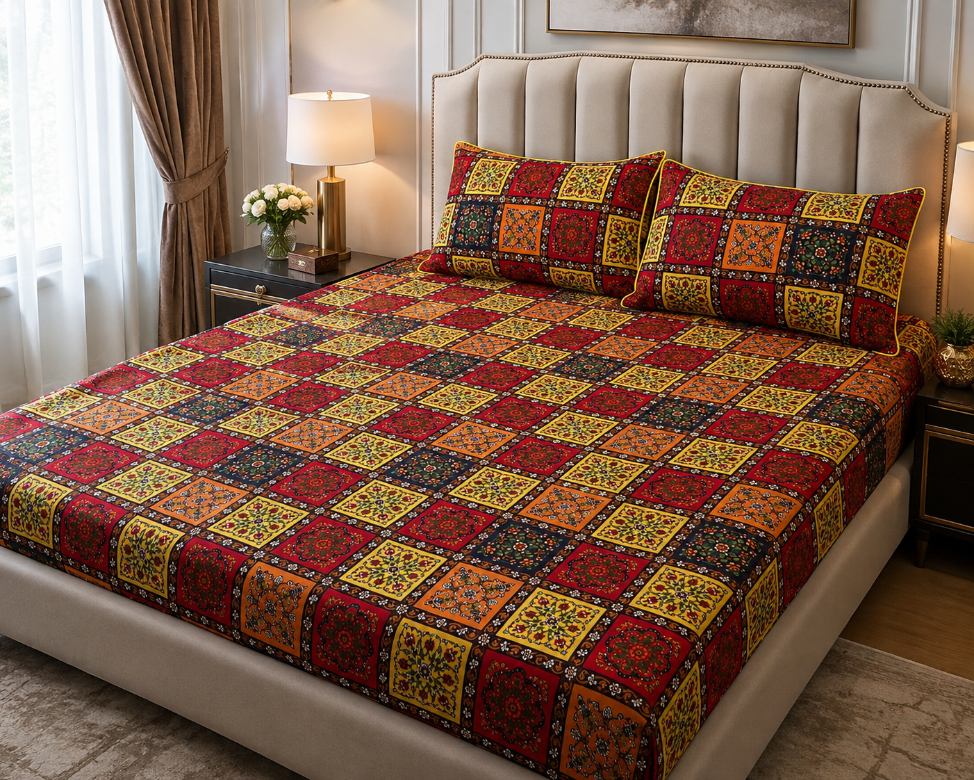 3D Crystal Cotton 3-piece Bedsheet Set AY0010031 view 2