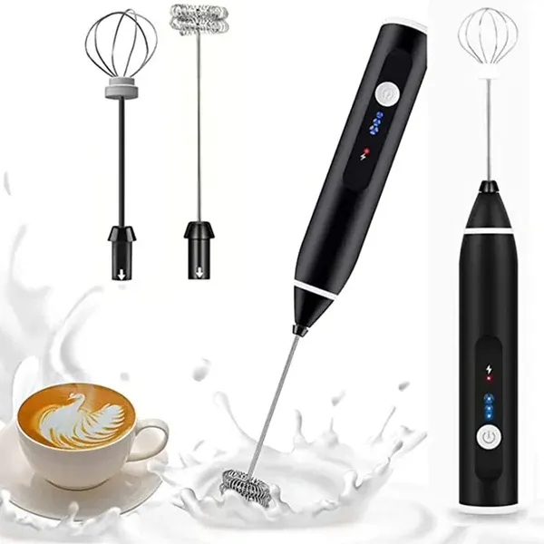 Handheld Electric Milk Frother Whisk Egg Beater USB Rechargeable Coffee Blender Household Milk Shaker Mixer Foamer Food Blender (Random Color) view 3