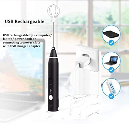 Handheld Electric Milk Frother Whisk Egg Beater USB Rechargeable Coffee Blender Household Milk Shaker Mixer Foamer Food Blender (Random Color) view 4