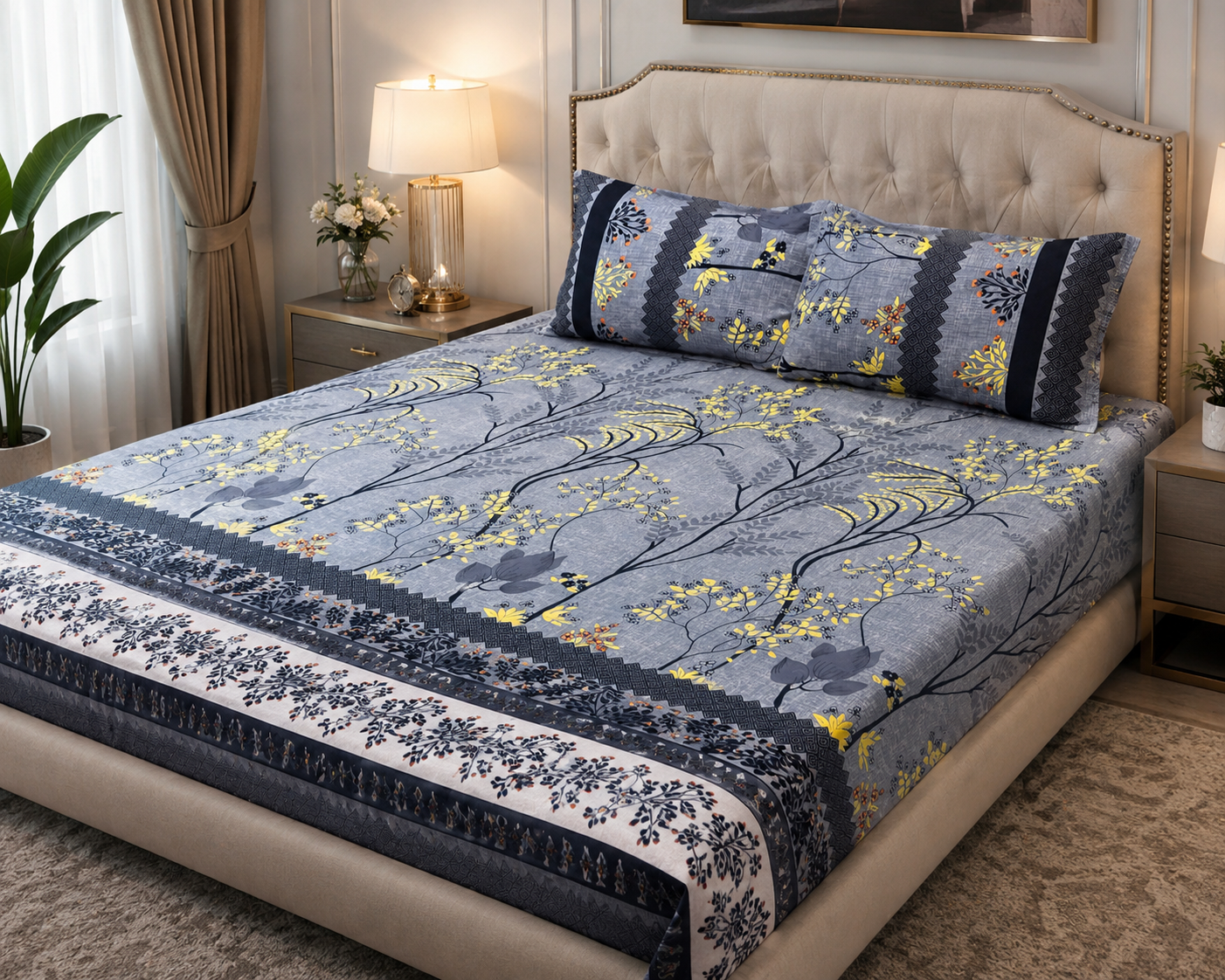 3D Crystal Cotton 3-piece Bedsheet Set AY0010034 view 2