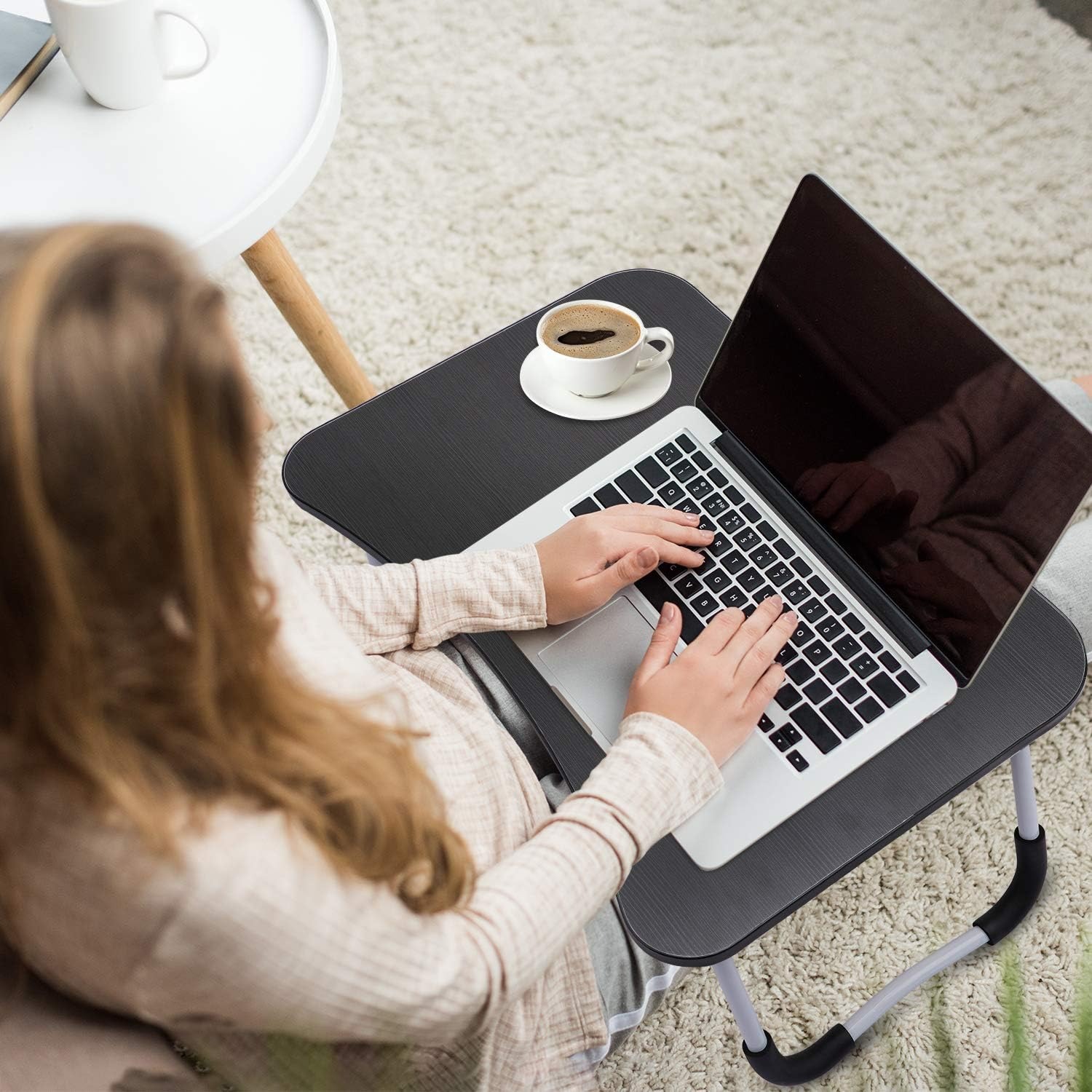 Laptop Table T1 Foldable Laptop Table Foldable Legs, Tablet Groove & Cup Slot | Perfect for Working, Reading, Writing, and Eating view 2