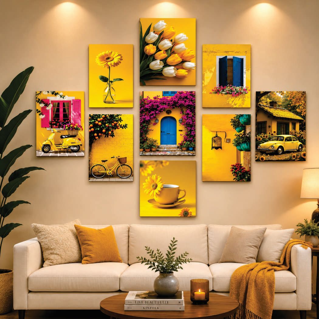 Set of 9 Premium Wall Art Photo Tiles – Modern Home Decor Sets 8x11