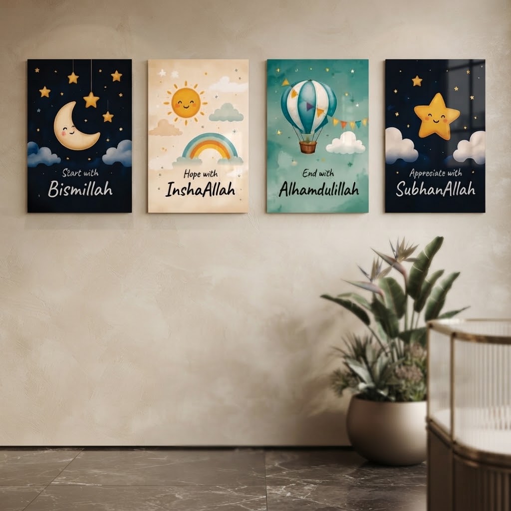 Set of 4 Premium Wall Art Photo Tiles – Modern Home Decor Sets 8x11