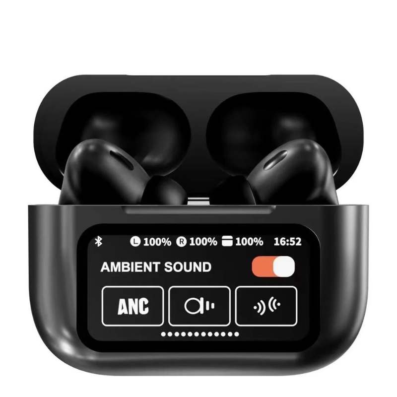 AirPods Touch L.C.D A9 Black Bluetooth Earbuds Heavy Sound view 3