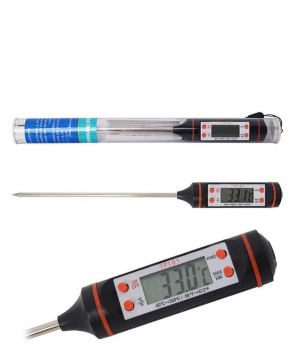 TP101 Digital Food Thermometer with Stainless Steel Probe | Kitchen BBQ Meat Cooking Baking Milk Oil Water Temperature Meter view 2