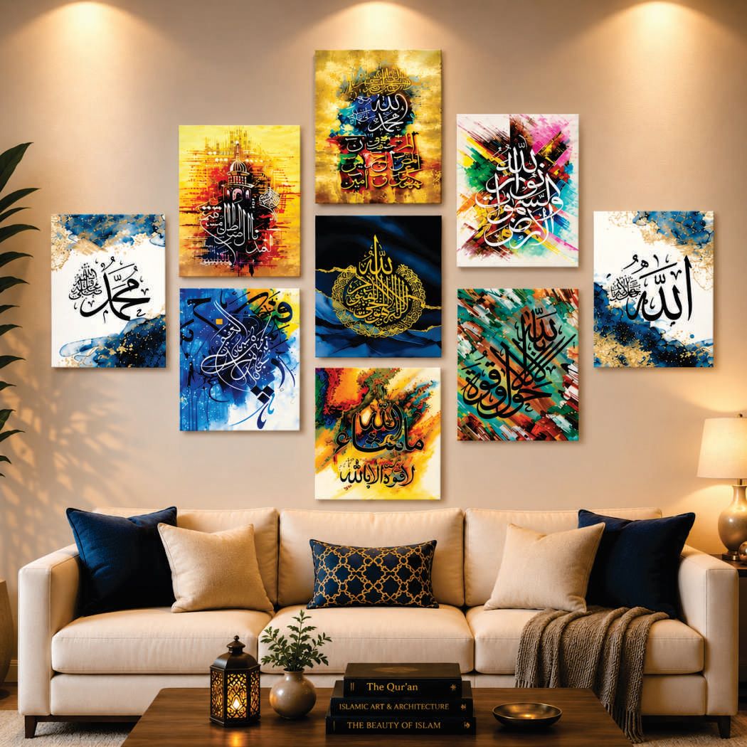 Set of 9 Premium Wall Art Photo Tiles – Modern Home Decor Sets - Size: 8x11