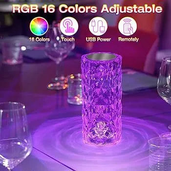 Rechargeable Rose Diamond Table Lamp with Wireless Remote - 16 RGB Colours view 4