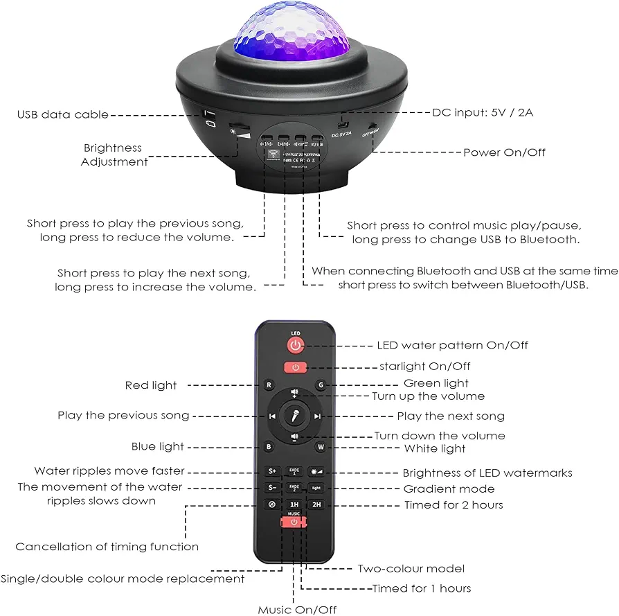 LED Night Light Starry Sky Projector with Bluetooth Speaker & Remote view 4