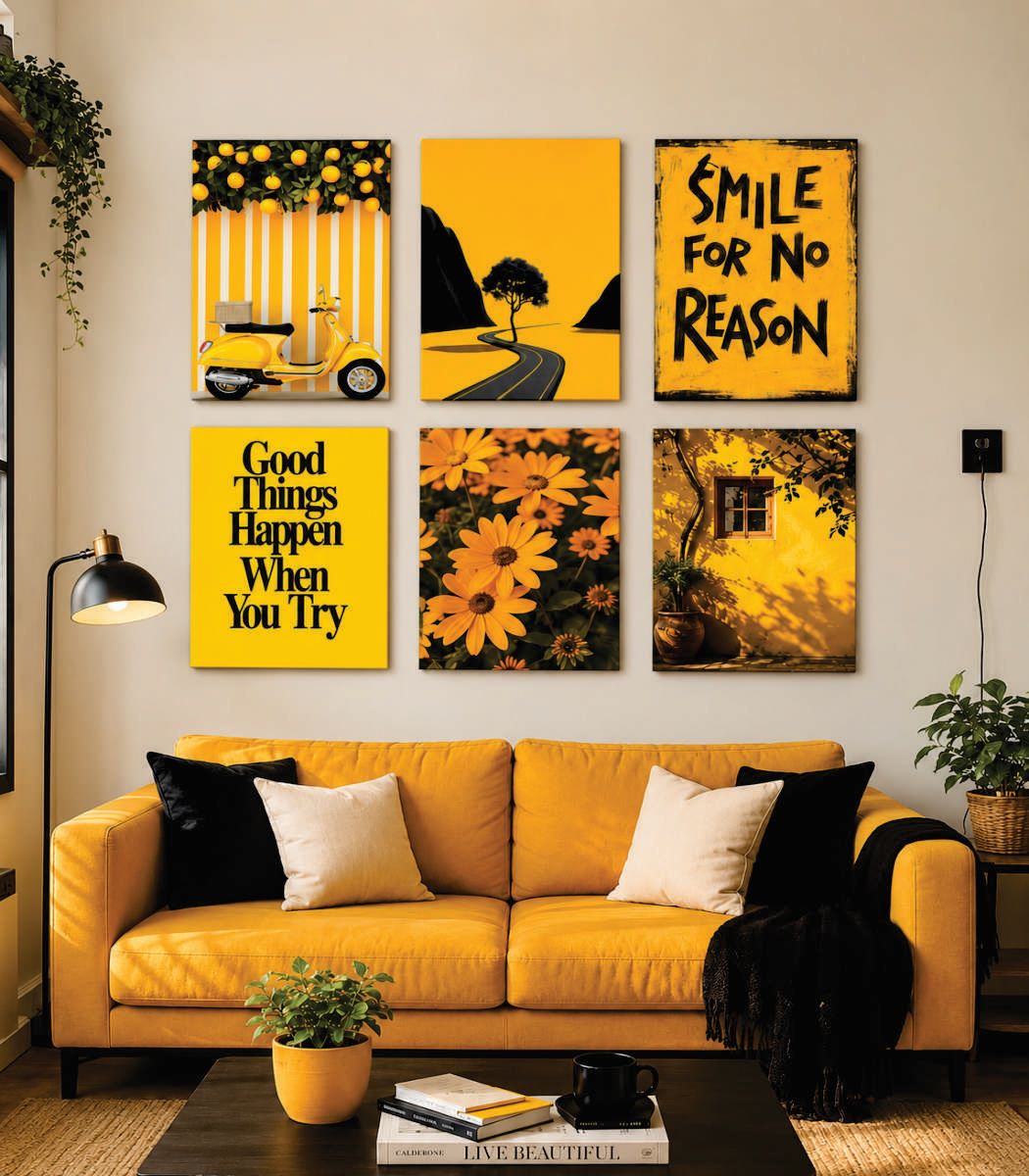 Set of 6 Premium Wall Art Photo Tiles – Modern Home Decor Sets - Size: 8x11