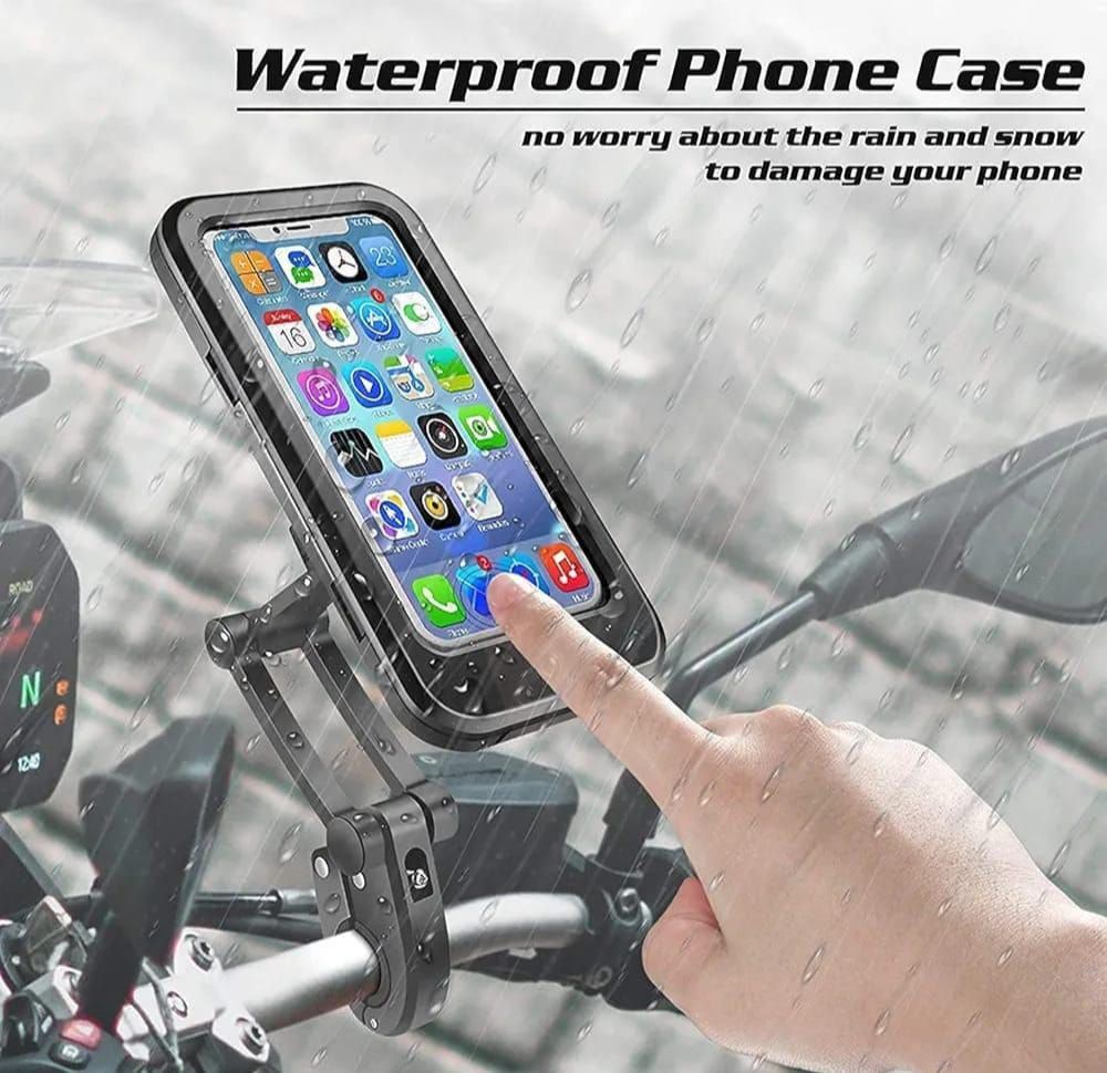 Waterproof Bike Phone Mount - 360° Rotatable Motorcycle & Bicycle Mobile Holder - Adjustable Touch Screen Handlebar Phone Support for All Bikes view 2