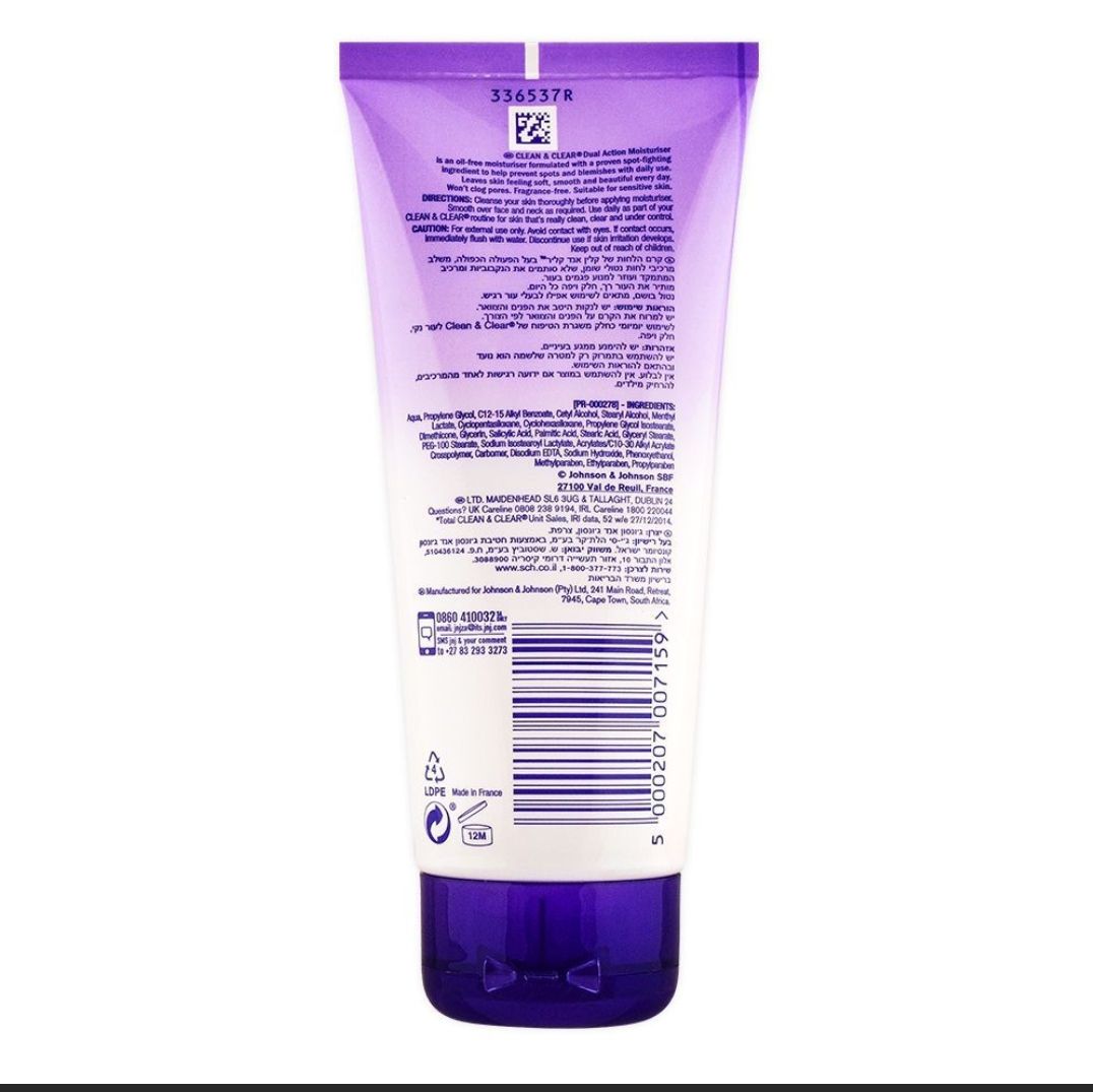 Clean And Clear Dual Action Moisturizer 100ml Oil Free Spot Fighting Formula Hydrating Daily Skincare For Smooth Clear Skin view 3