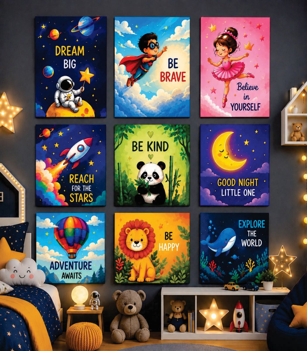 Set of 9 Premium Wall Art Photo Tiles – Modern Home Decor Sets 8x11