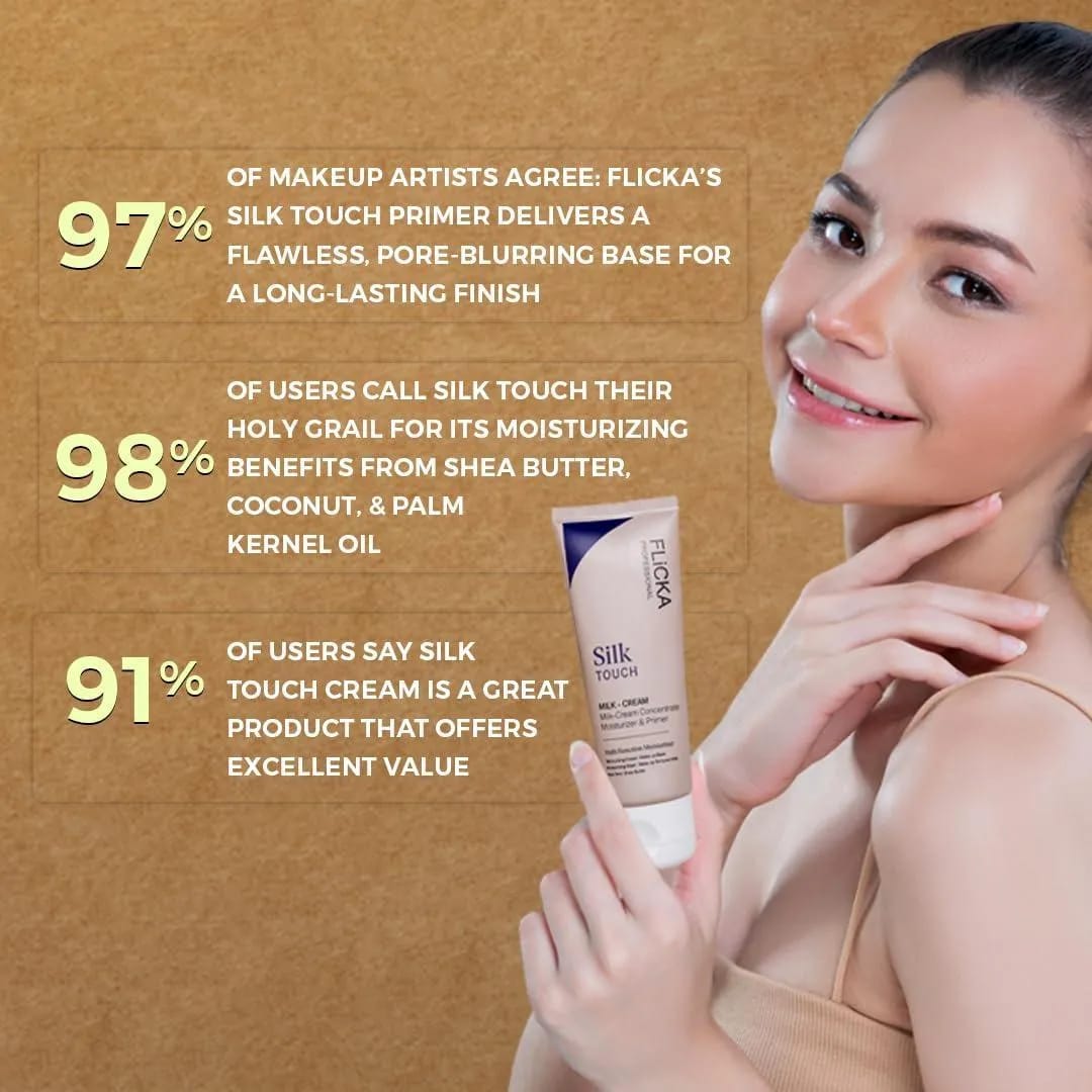 Flicka Silk Touch Milk Cream Primer & Moisturizer Hydrating formula for silky smooth skin and long-lasting - 60g view 3