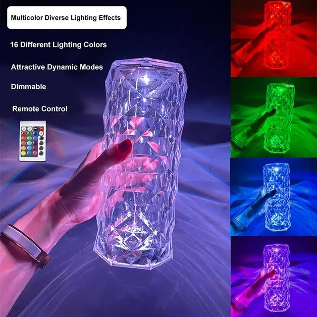 Rechargeable Rose Diamond Table Lamp with Wireless Remote - 16 RGB Colours view 5