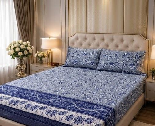 3D Crystal Cotton 3-piece Bedsheet Set AY0010033